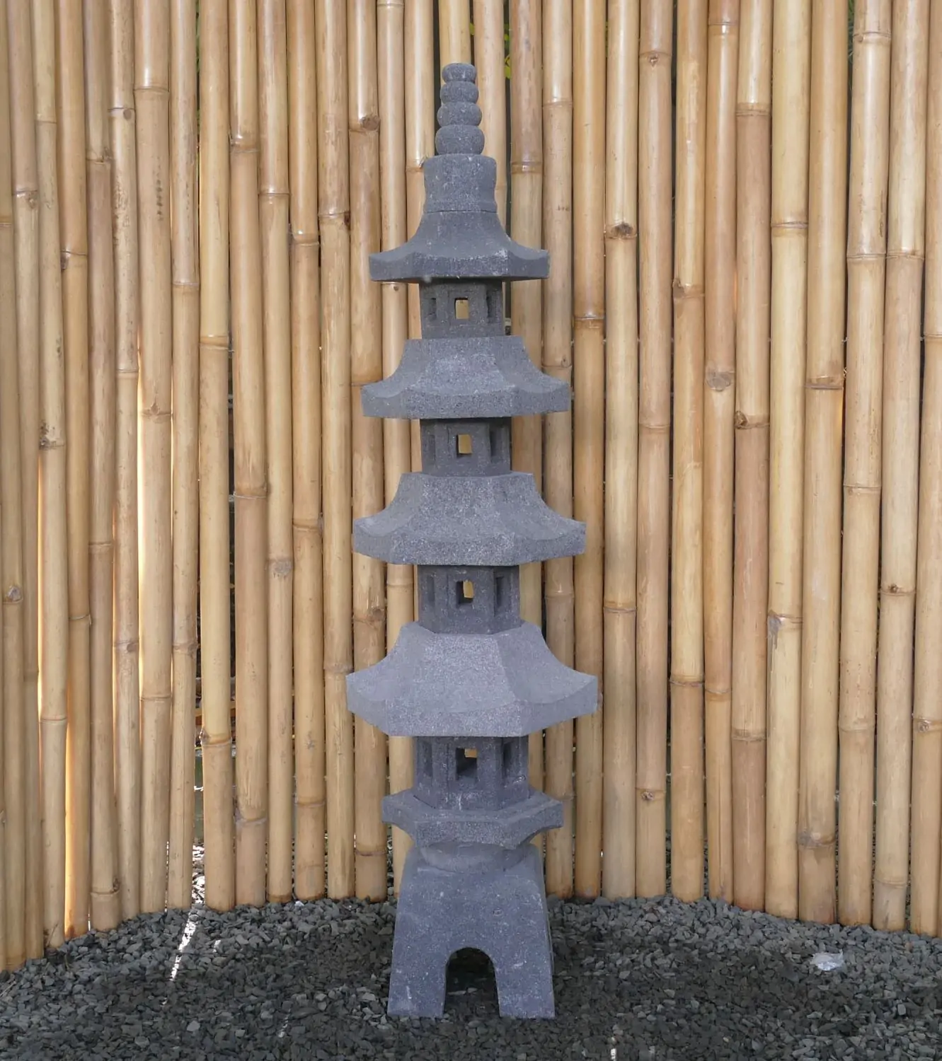  Product image 2 of the product “Japanese style Garden Lantern, made from Andesit Stone. Multipart. 130 cm Height, Roof is 40 cm width. ”